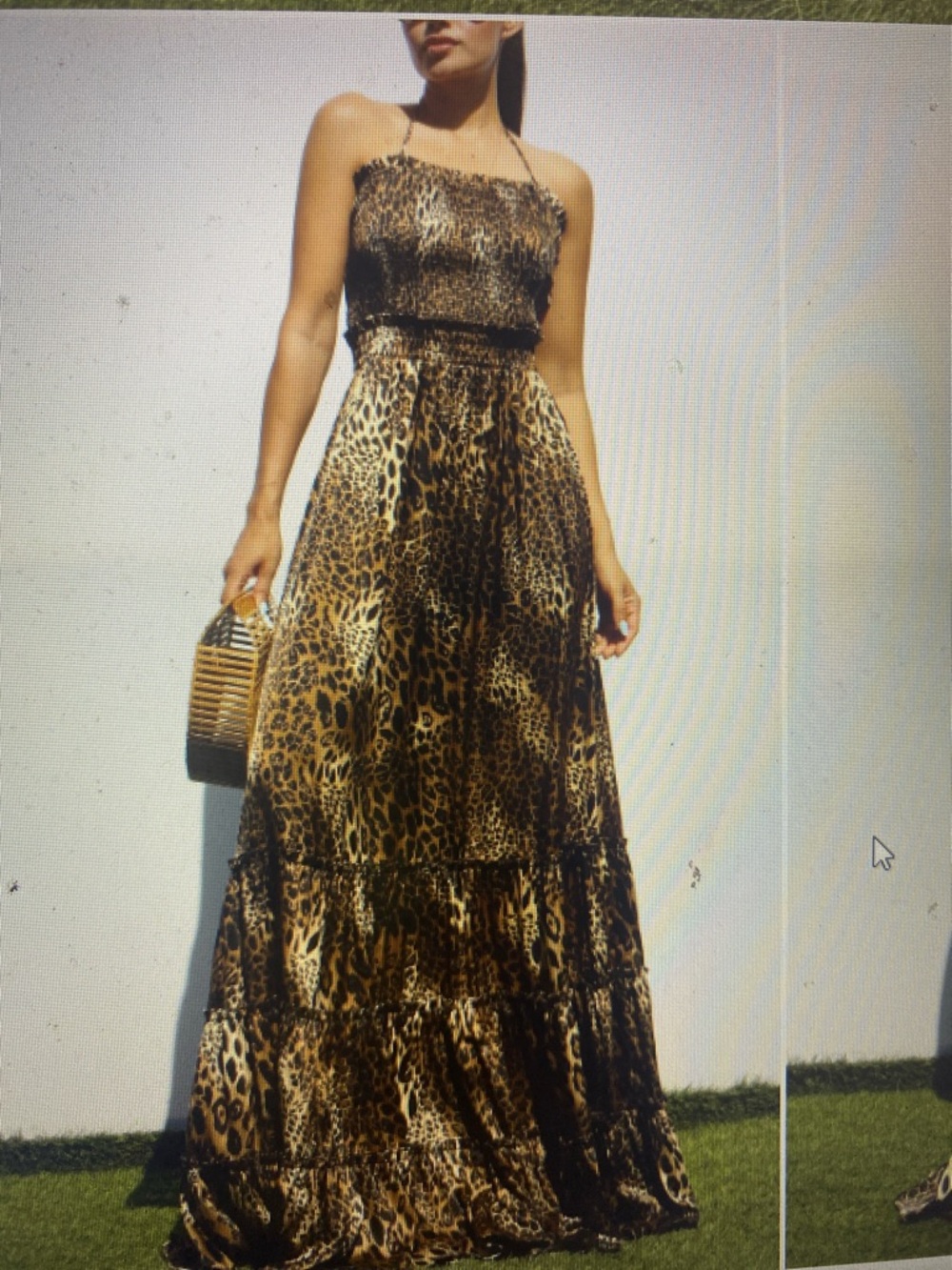 Leopard Print Tiered Maxi Dress - Spaghetti Strap